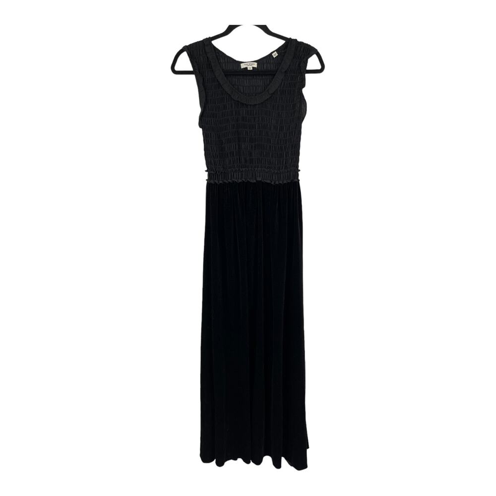 Max Studio dress textured Georgette & velvet maxi black X-Small XS